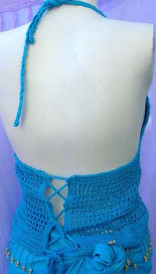 Womens beach apparel manufacturing exchange warehouse supplies beaded crochet summer top with fashion sequin  and lingerie styled back