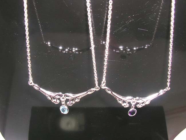Fantasy jewelry supply importer, Elegant evening wear sterling silver necklace with cz crystal gems