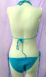 Hot summer fashion beach wear supply catalog store distributes Fine crafted crochet string bikini set with glittery sequins