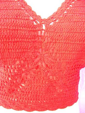 Club wear wholesale shopping supplier exports designer crochet, beach halter top in sexy red 