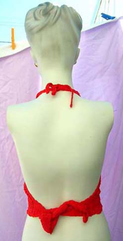 Club wear wholesale shopping supplier exports designer crochet, beach halter top in sexy red 