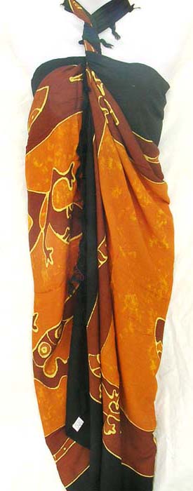 Tribal art gecko decoration on bali beach wrap sold wholesale by indonesian clothing collection supplier