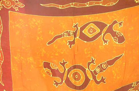 Tribal art gecko decoration on bali beach wrap sold wholesale by indonesian clothing collection supplier