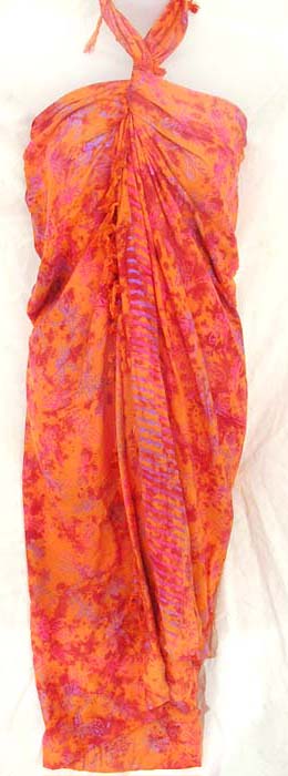 Garden apparel supply exporter distributes unique Yellow and red colored batik bikini cover up wrap