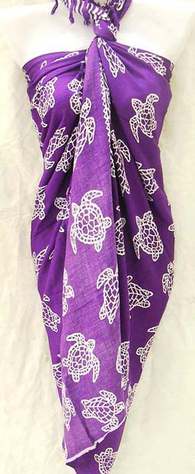 Sea life batik sarong wrap with turtle print supplied wholesale by import distributor