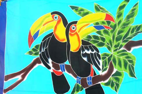 Designer resort apparel collection warehouse supplies Tropical parrot designed bali sarong