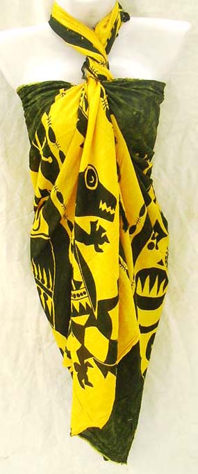 Bright colored caribbean cover up with gecko designs distributed by export indonesia direct boutique trader