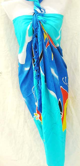TTropical sea fish designs on ocean batik shawl dress online from import outlet express trader