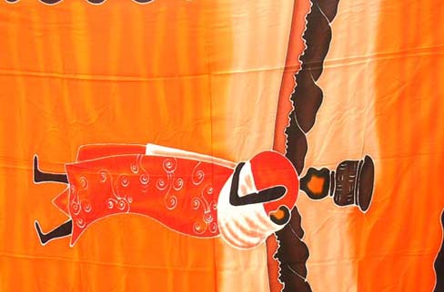 Womens island sarong manufacturer distributes quality African figure motif balinese scarf 