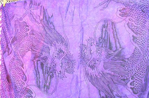 International apparel boutique imports quality Asian inspired dragon design on exotic purple sarong dress