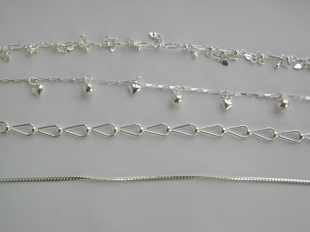 Ankle bracelet wholesale -- Assosted fashin design anklets with charm, jingle bell, snake chain and linked anklets