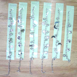 Chain anklet wholesale -- Fashion charm anklets with assorted design ( e.g.moon,heart,star, and bell )