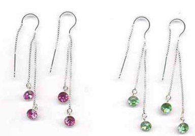 Wholesale sterling silver charm earring - Fashion sterling silver charm earring with red and green cz                                     