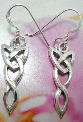 Celtic knot sterling silver French fish hook earwires earring with cut-out knot