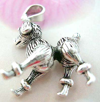 Little dog design Thailand made solid sterling silver charm pendant with head, legs and tail movable
                       