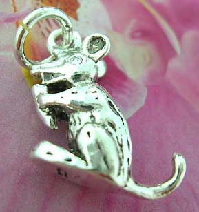 Rabbit eatting carrot design Thailand made solid sterling silver charm pendant      