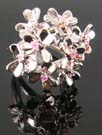 Seasonal perfect design inspired by flower nature wholesale in rhodium ring with multi pink cz embedded in flower design