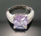 Catalog bridal trendy jewelry online wholesaler supply amethyst-violet cz ring paired with multi mini clear cz beside