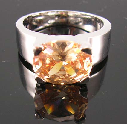 Huge online selection of cz jewelry ring supply rhodium plated with champagne diamond cz set in middle
