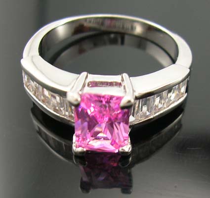 Wholesale diamond cz engagement ring at wholesale discount supply pink cz ring paired with multi clear cz stones