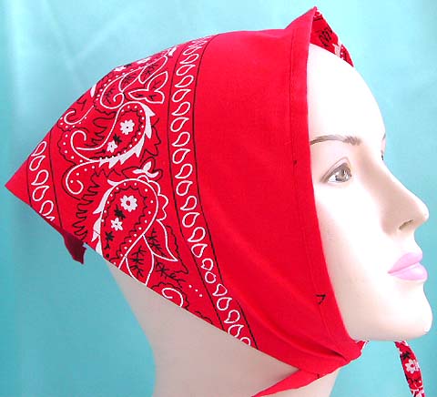 Affordable durag head scarf accessory supplier distribute red color with white paint floral design triangle head bandana