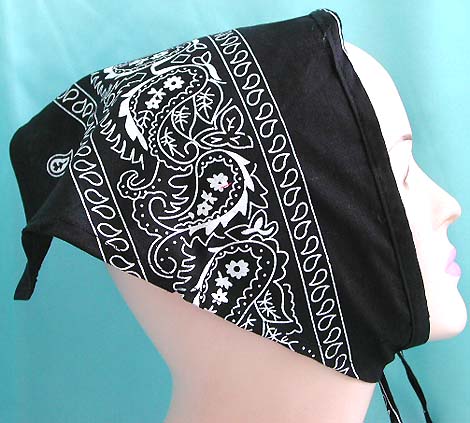 Shop cool headwraps bandana design online wholesale black color triangle head scarf with white paint decor