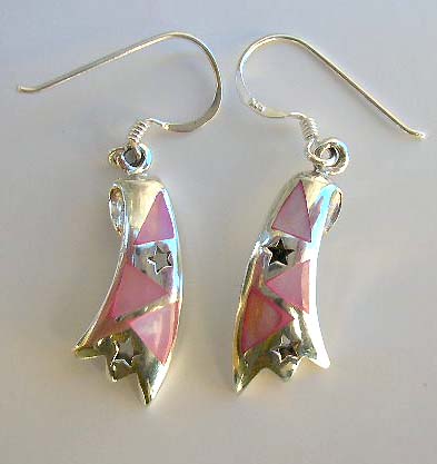 Custume jewelry fashion wholesale, pink mother of pearl sterling silver earrings    