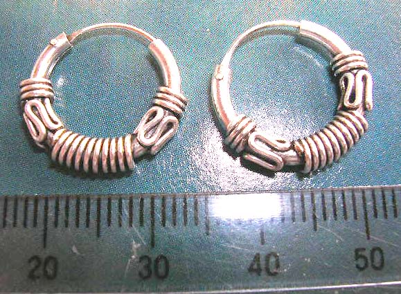 Ancient Bali jewelry silver treasures wholesale in mystic sign sided with line pattern decor sterling silver earrings 