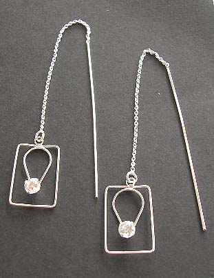 Shop for her fashion jewelry wholesale supply sterling silver threader earrings with clear Cz       