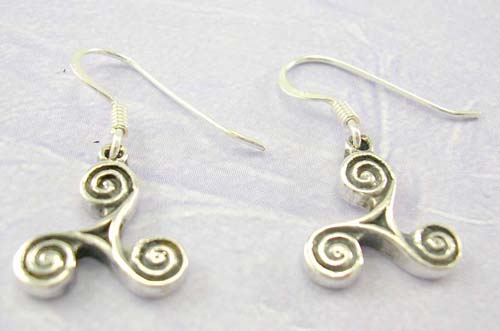  Celtic jewelryer - Celtic three spirals Irish 925 stamped sterling silver earrings    