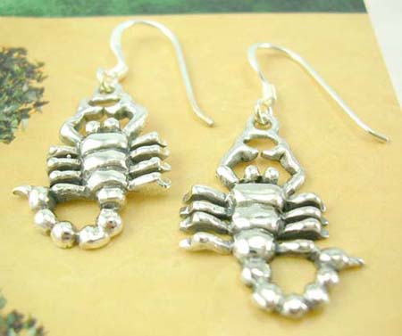 Animal jewelry shopping wholesale supplier in sterling silver earrings with scorpion design     