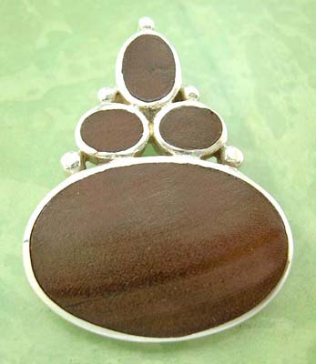 High design Coco wood jewelry pendant cataglog - 925 stamped sterling silver Coco wood pendant formed circles    