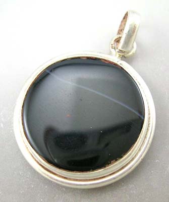 Designer silver pendant fashion jewelry wholesaler black rounded genuine sterling silver pendant  