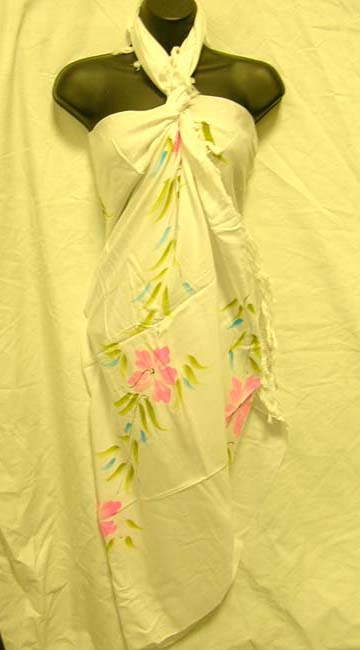 Trendy summer wear wholesale shopping catalog supplies Ladies classy pink flower print on white balinese wrap