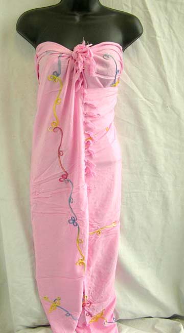 Online catalog shopping supplies embroidered ladies resort wear batik wrap dress