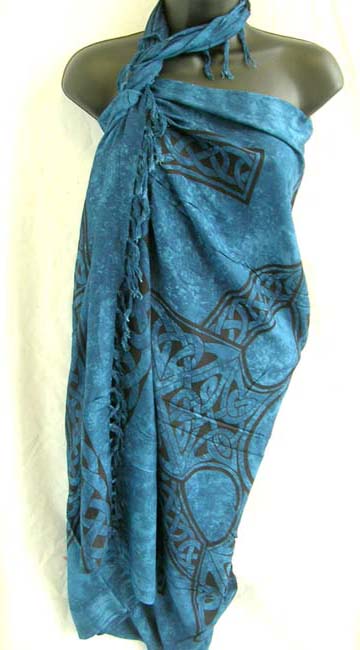 Supply wholesaler imports large celtic cross design with knot band on beach wrap from Batik warehouse