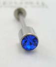 Steel tongue barbells - body jewelry - surgical steel tongue jewelry with blue Cz stone 