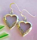 Trendy carved out sterling silver jewelry in heart theme, cut-out silver earrings 