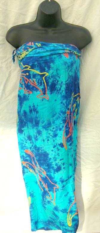Dolphin lovers clothing outlet store imports quality beach wrap cover up in tie dye style