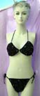 Beach swimwear gallery supplied by online distribution company, Black tight knit fashion bikini with beaded design and clear sequin decor