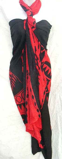 Sarongs online retail shop distributes imported designs, Red gecko decorated beach balinese dress wrap