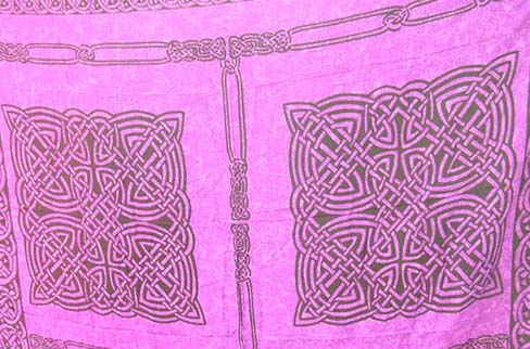 Swim wear accessory shopping online, crafted square celtic knot motif on purple resort bikini wrap