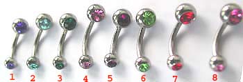 Belly button ring wholesale --Assorted fashion design of belly button ring with germ on the both end sides    