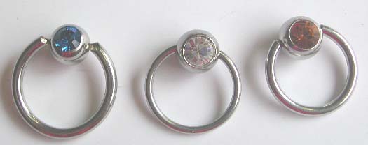 Online jewelry wholesale --Fashion captive rings design with assorted color cz       