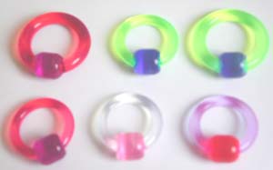 Captive bead rings wholesale--Fashion captive rings with assorted color on the ring and the ball       
