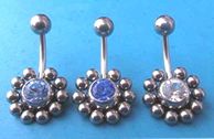 Germ stone body jewelry wholesale -- Fashion body jewelry with ten small ball around the centre cz stone        