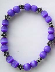 Fashion cat-eye jewelry wholesale -  Fashion bracelet with purple cat-eye and little flower pattern                        