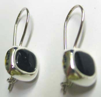 Wholesale sterling silver ear ring jewelry - Fashion sterling silver earring with square black cz                                      