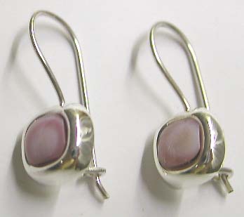 Online earring jewelry distributor - Fashion sterling silver earring with square pink germ stone                                      
