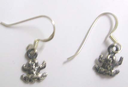 Trendy teen's earring jewelry wholesale - 925.steling silver earring motif frog with fish hook to fit   